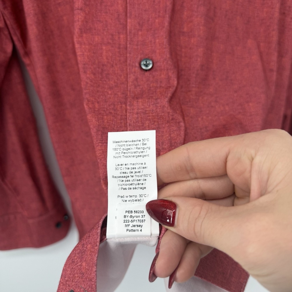 Emanuel Berg Byron Casual Button Down Shirt Size 42 Neck 16.5 Size Large Red - Picture 7 of 10